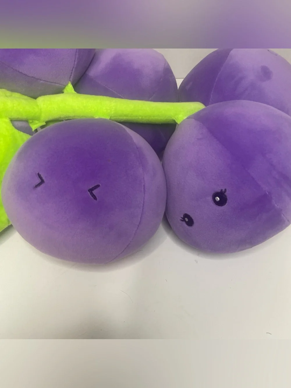 Smoochy Pals Grape Plush Pillow 17” Purple Grapevine Stuffed Fruit Cute Faces